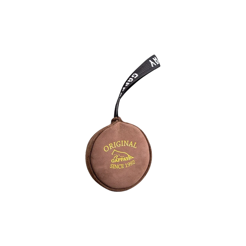 Large round leather ball, 11 cm diameter, 7 cm thick