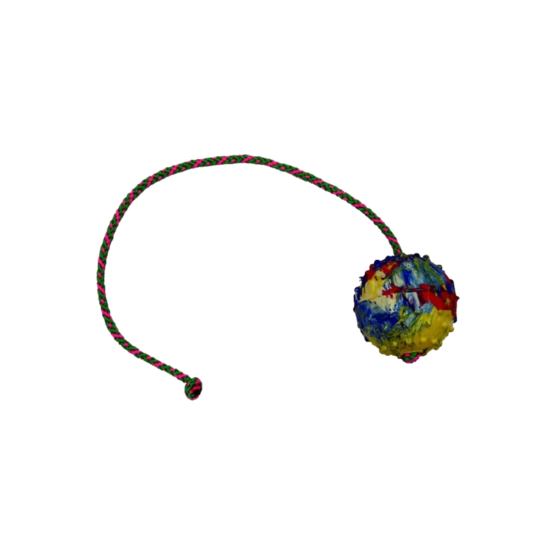 Ball - solid rubber, 7 cm, with 50 cm string