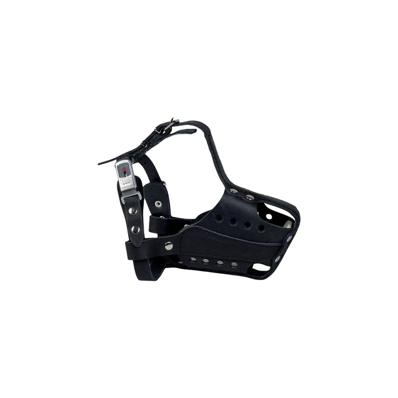 Leather muzzle with steel bar for Belgian Shepherd